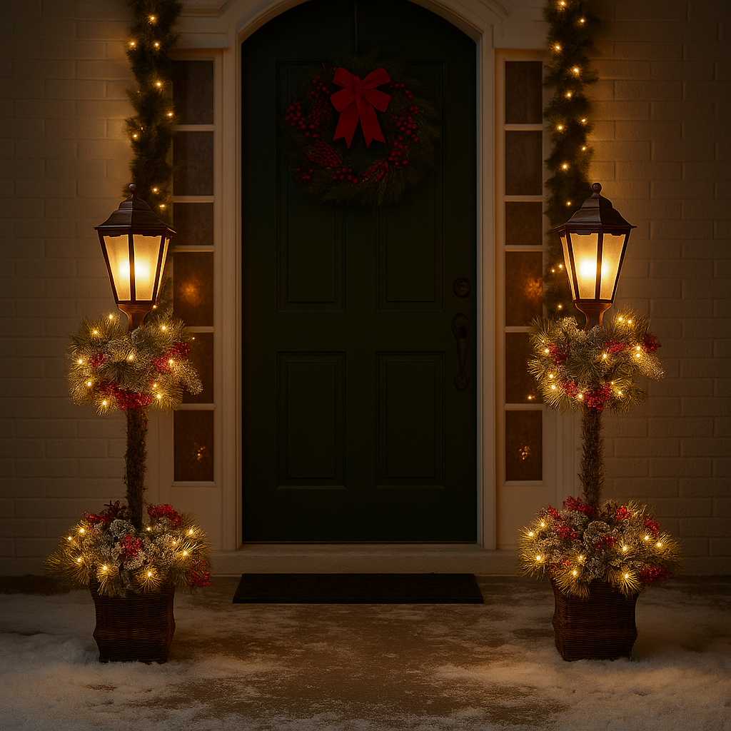 Бронзова коледна LED фенер – Висока празнична лампа